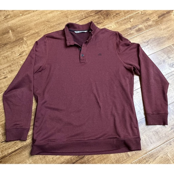 Travis Mathew Other - Men's Travis Mathew Sweater 1/4 Button Up Pullover Burgundy Size: 2XL